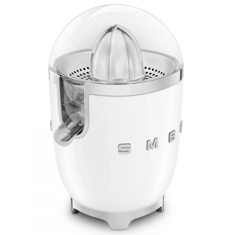 Ηλεκτρική αποχυμωτής εσπεριδοειδών Smeg CJF11WHMEU, 70 W, Σύστημα αποφυγής στάγδην, Αντιολισθητική βάση, Λευκό ματ