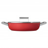 Ρηχή κατσαρόλα με καπάκι Smeg CKFD2811RDM, 28 εκ., 3,7 λίτρα, Αντικολλητική επίστρωση 3 στρωμάτων, Κατάλληλη για φούρνο έως 250 °C, Χωρίς PFAS, Κατάλληλη για επαγωγικές εστίες, Κόκκινη