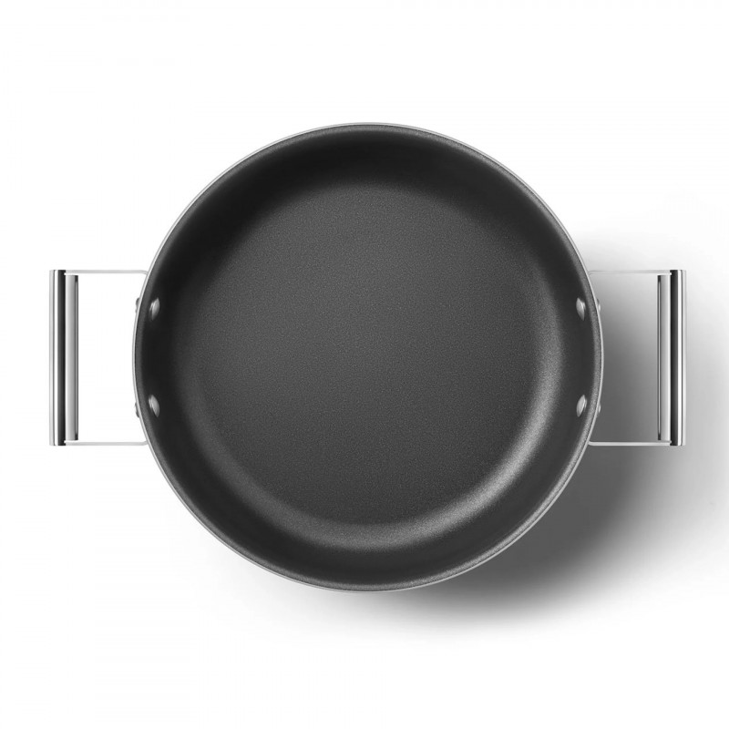 Ρηχή κατσαρόλα με καπάκι Smeg CKFD2811RDM, 28 εκ., 3,7 λίτρα, Αντικολλητική επίστρωση 3 στρωμάτων, Κατάλληλη για φούρνο έως 250 °C, Χωρίς PFAS, Κατάλληλη για επαγωγικές εστίες, Κόκκινη