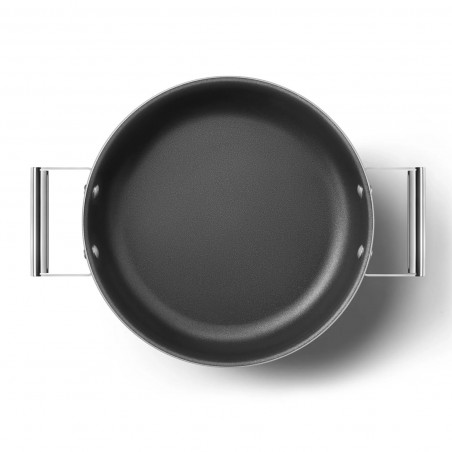 Ρηχή κατσαρόλα με καπάκι Smeg CKFD2811RDM, 28 εκ., 3,7 λίτρα, Αντικολλητική επίστρωση 3 στρωμάτων, Κατάλληλη για φούρνο έως 250 °C, Χωρίς PFAS, Κατάλληλη για επαγωγικές εστίες, Κόκκινη