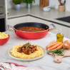 Ρηχή κατσαρόλα με καπάκι Smeg CKFD2811RDM, 28 εκ., 3,7 λίτρα, Αντικολλητική επίστρωση 3 στρωμάτων, Κατάλληλη για φούρνο έως 250 °C, Χωρίς PFAS, Κατάλληλη για επαγωγικές εστίες, Κόκκινη