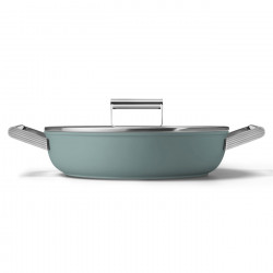 Ρηχή κατσαρόλα με καπάκι Smeg DPF2812EGM, 28 εκ., 4,3 λ., Κεραμική αντικολλητική επίστρωση, Κατάλληλη για φούρνο έως 250 °C, Χωρίς PFAS, Κατάλληλη για επαγωγικές εστίες, Σμαραγδένιο πράσινο