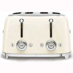 Τοστιέρα SMEG 50's Style TSF03CREU, 2000 W, 4 φέτες, 6 επίπεδα, Δίσκος για ψίχουλα, Ενσωματωμένο καλώδιο, Ανοξείδωτο ατσάλι, Κρεμ