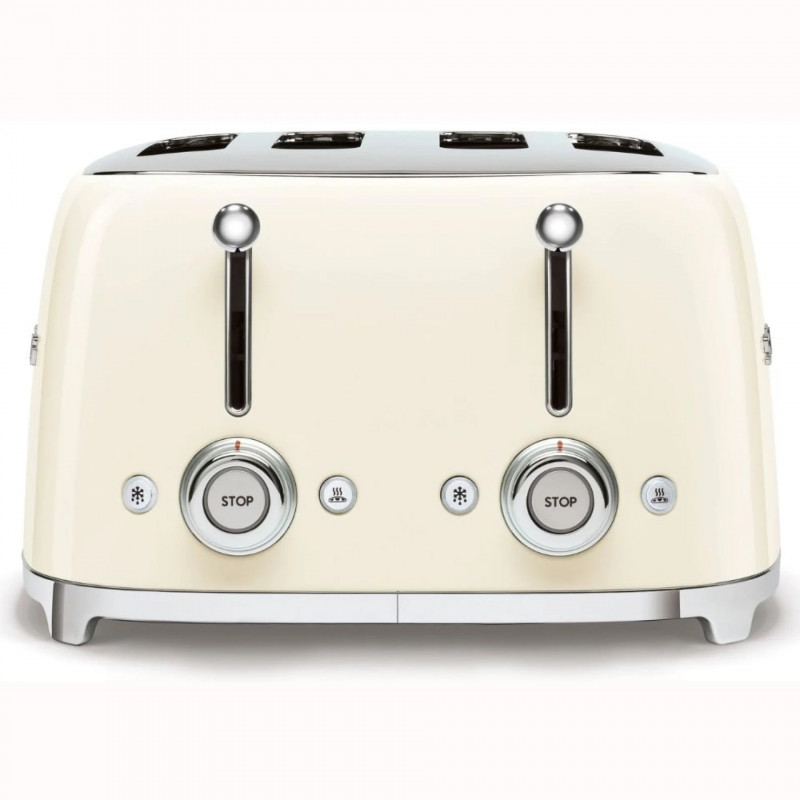 Τοστιέρα SMEG 50's Style TSF03CREU, 2000 W, 4 φέτες, 6 επίπεδα, Δίσκος για ψίχουλα, Ενσωματωμένο καλώδιο, Ανοξείδωτο ατσάλι, Κρεμ