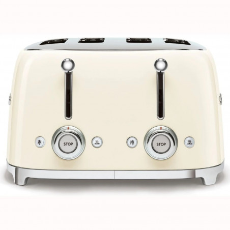 Τοστιέρα SMEG 50's Style TSF03CREU, 2000 W, 4 φέτες, 6 επίπεδα, Δίσκος για ψίχουλα, Ενσωματωμένο καλώδιο, Ανοξείδωτο ατσάλι, Κρεμ