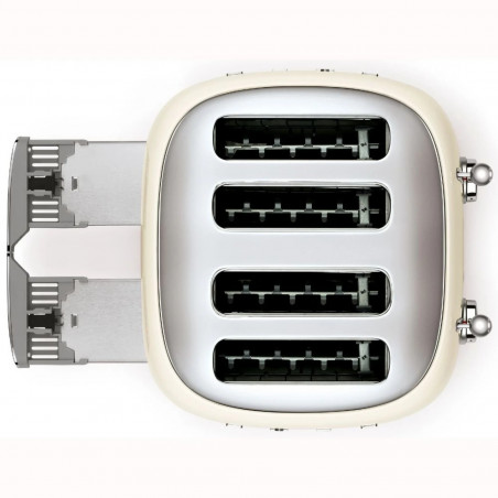 Τοστιέρα SMEG 50's Style TSF03CREU, 2000 W, 4 φέτες, 6 επίπεδα, Δίσκος για ψίχουλα, Ενσωματωμένο καλώδιο, Ανοξείδωτο ατσάλι, Κρεμ