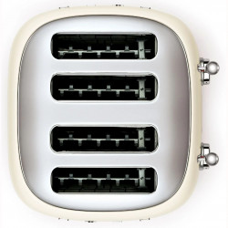 Τοστιέρα SMEG 50's Style TSF03CREU, 2000 W, 4 φέτες, 6 επίπεδα, Δίσκος για ψίχουλα, Ενσωματωμένο καλώδιο, Ανοξείδωτο ατσάλι, Κρεμ