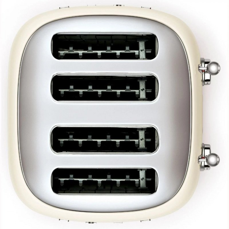 Τοστιέρα SMEG 50's Style TSF03CREU, 2000 W, 4 φέτες, 6 επίπεδα, Δίσκος για ψίχουλα, Ενσωματωμένο καλώδιο, Ανοξείδωτο ατσάλι, Κρεμ