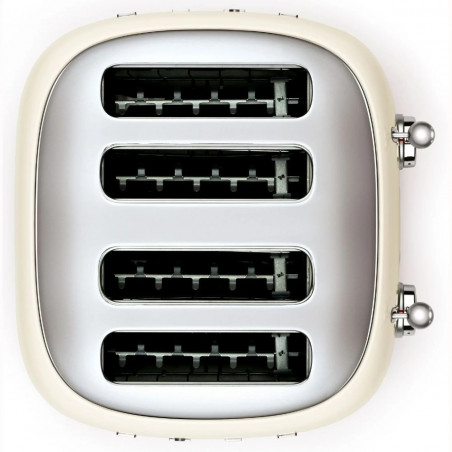 Τοστιέρα SMEG 50's Style TSF03CREU, 2000 W, 4 φέτες, 6 επίπεδα, Δίσκος για ψίχουλα, Ενσωματωμένο καλώδιο, Ανοξείδωτο ατσάλι, Κρεμ