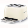 Τοστιέρα SMEG 50's Style TSF03CREU, 2000 W, 4 φέτες, 6 επίπεδα, Δίσκος για ψίχουλα, Ενσωματωμένο καλώδιο, Ανοξείδωτο ατσάλι, Κρεμ