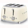 Τοστιέρα SMEG 50's Style TSF03CREU, 2000 W, 4 φέτες, 6 επίπεδα, Δίσκος για ψίχουλα, Ενσωματωμένο καλώδιο, Ανοξείδωτο ατσάλι, Κρεμ