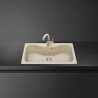 Νιπτήρας κουζίνας Smeg LSEG860AV2, 86 εκ., Ανθεκτικό στις γρατσουνιές υλικό, Εύκολος στον καθαρισμό, Μπεζ