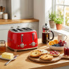 Τοστιέρα SMEG 50's Style TSF03RDEU, 2000 W, 4 φέτες, 6 επίπεδα, Δίσκος για ψίχουλα, Ενσωματωμένο καλώδιο, Ανοξείδωτο ατσάλι, Κόκκινο