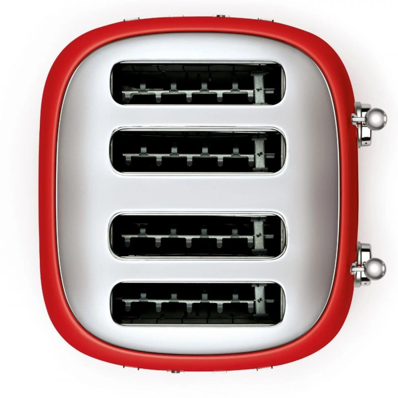 Τοστιέρα SMEG 50's Style TSF03RDEU, 2000 W, 4 φέτες, 6 επίπεδα, Δίσκος για ψίχουλα, Ενσωματωμένο καλώδιο, Ανοξείδωτο ατσάλι, Κόκκινο