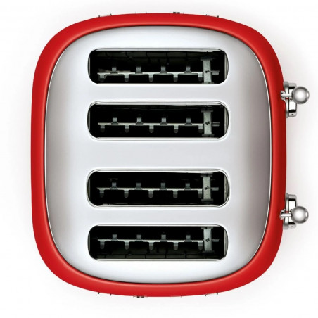 Τοστιέρα SMEG 50's Style TSF03RDEU, 2000 W, 4 φέτες, 6 επίπεδα, Δίσκος για ψίχουλα, Ενσωματωμένο καλώδιο, Ανοξείδωτο ατσάλι, Κόκκινο