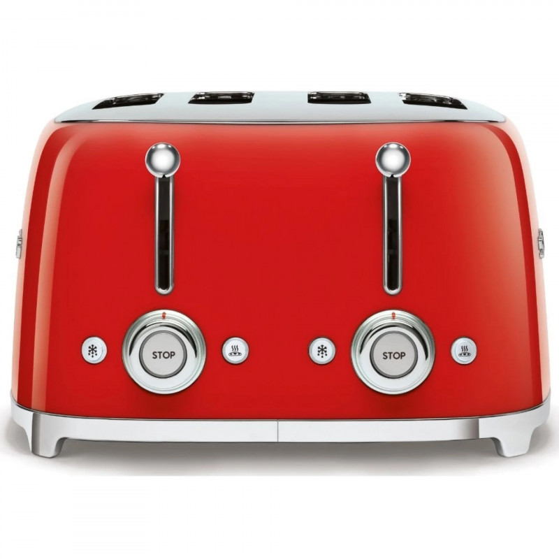 Τοστιέρα SMEG 50's Style TSF03RDEU, 2000 W, 4 φέτες, 6 επίπεδα, Δίσκος για ψίχουλα, Ενσωματωμένο καλώδιο, Ανοξείδωτο ατσάλι, Κόκκινο