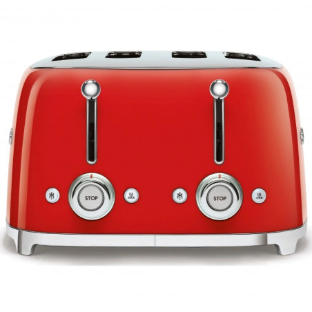 Τοστιέρα SMEG 50's Style TSF03RDEU, 2000 W, 4 φέτες, 6 επίπεδα, Δίσκος για ψίχουλα, Ενσωματωμένο καλώδιο, Ανοξείδωτο ατσάλι, Κόκκινο