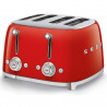Τοστιέρα SMEG 50's Style TSF03RDEU, 2000 W, 4 φέτες, 6 επίπεδα, Δίσκος για ψίχουλα, Ενσωματωμένο καλώδιο, Ανοξείδωτο ατσάλι, Κόκκινο