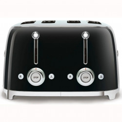 Τοστιέρα SMEG 50's Style TSF03BLEU, 2000 W, 4 φέτες, 6 επίπεδα, Δίσκος για ψίχουλα, Ενσωματωμένο καλώδιο, Ανοξείδωτο ατσάλι, Μαύρο