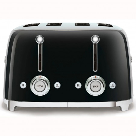 Τοστιέρα SMEG 50's Style TSF03BLEU, 2000 W, 4 φέτες, 6 επίπεδα, Δίσκος για ψίχουλα, Ενσωματωμένο καλώδιο, Ανοξείδωτο ατσάλι, Μαύρο