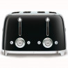 Τοστιέρα SMEG 50's Style TSF03BLEU, 2000 W, 4 φέτες, 6 επίπεδα, Δίσκος για ψίχουλα, Ενσωματωμένο καλώδιο, Ανοξείδωτο ατσάλι, Μαύρο