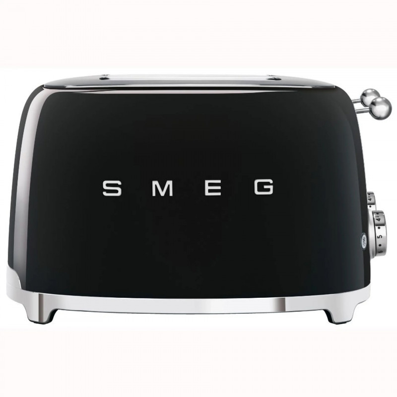 Τοστιέρα SMEG 50's Style TSF03BLEU, 2000 W, 4 φέτες, 6 επίπεδα, Δίσκος για ψίχουλα, Ενσωματωμένο καλώδιο, Ανοξείδωτο ατσάλι, Μαύρο