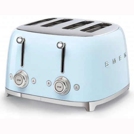 Τοστιέρα SMEG 50's Style TSF03PBEU, 2000 W, 4 φέτες, 6 επίπεδα, Δίσκος για ψίχουλα, Ενσωματωμένο καλώδιο, Ανοξείδωτο ατσάλι, Μπλε