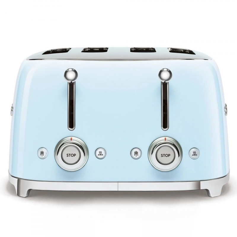 Τοστιέρα SMEG 50's Style TSF03PBEU, 2000 W, 4 φέτες, 6 επίπεδα, Δίσκος για ψίχουλα, Ενσωματωμένο καλώδιο, Ανοξείδωτο ατσάλι, Μπλε