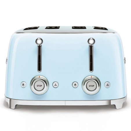Τοστιέρα SMEG 50's Style TSF03PBEU, 2000 W, 4 φέτες, 6 επίπεδα, Δίσκος για ψίχουλα, Ενσωματωμένο καλώδιο, Ανοξείδωτο ατσάλι, Μπλε