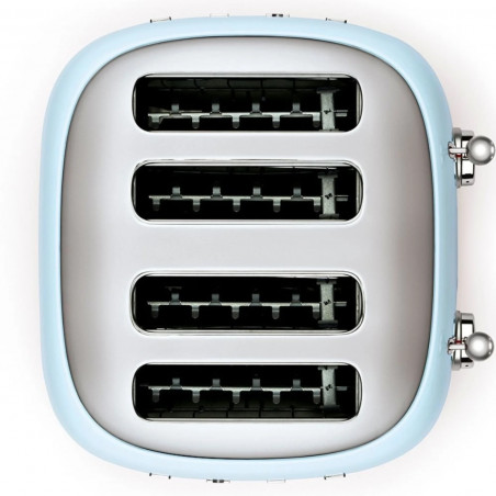 Τοστιέρα SMEG 50's Style TSF03PBEU, 2000 W, 4 φέτες, 6 επίπεδα, Δίσκος για ψίχουλα, Ενσωματωμένο καλώδιο, Ανοξείδωτο ατσάλι, Μπλε