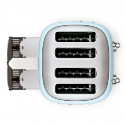 Τοστιέρα SMEG 50's Style TSF03PBEU, 2000 W, 4 φέτες, 6 επίπεδα, Δίσκος για ψίχουλα, Ενσωματωμένο καλώδιο, Ανοξείδωτο ατσάλι, Μπλε