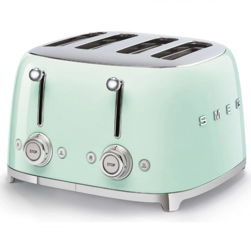 Τοστιέρα SMEG 50's Style TSF03PGEU, 2000 W, 4 φέτες, 6 επίπεδα, Δίσκος για ψίχουλα, Ενσωματωμένο καλώδιο, Ανοξείδωτο ατσάλι, Πράσινο