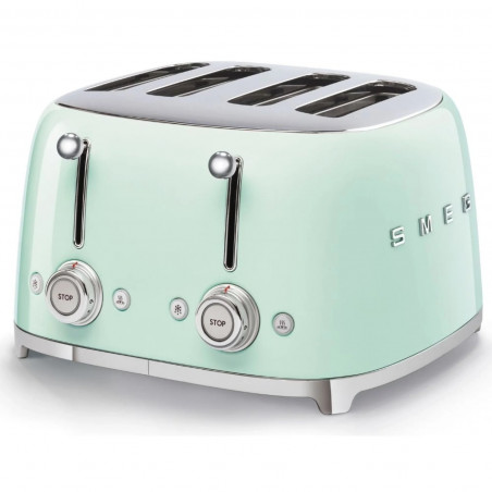 Τοστιέρα SMEG 50's Style TSF03PGEU, 2000 W, 4 φέτες, 6 επίπεδα, Δίσκος για ψίχουλα, Ενσωματωμένο καλώδιο, Ανοξείδωτο ατσάλι, Πράσινο
