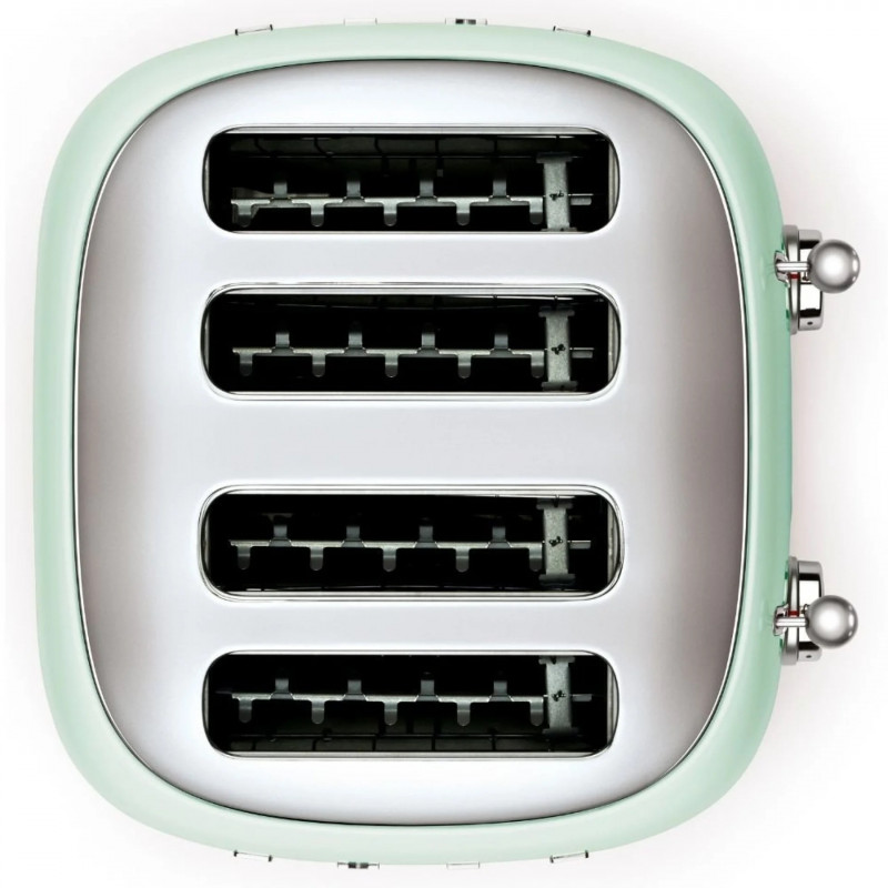 Τοστιέρα SMEG 50's Style TSF03PGEU, 2000 W, 4 φέτες, 6 επίπεδα, Δίσκος για ψίχουλα, Ενσωματωμένο καλώδιο, Ανοξείδωτο ατσάλι, Πράσινο