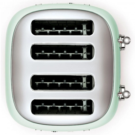 Τοστιέρα SMEG 50's Style TSF03PGEU, 2000 W, 4 φέτες, 6 επίπεδα, Δίσκος για ψίχουλα, Ενσωματωμένο καλώδιο, Ανοξείδωτο ατσάλι, Πράσινο