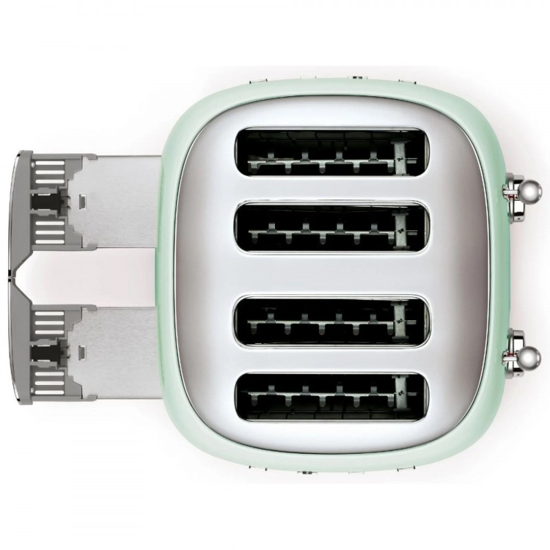 Τοστιέρα SMEG 50's Style TSF03PGEU, 2000 W, 4 φέτες, 6 επίπεδα, Δίσκος για ψίχουλα, Ενσωματωμένο καλώδιο, Ανοξείδωτο ατσάλι, Πράσινο