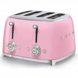 Τοστιέρα SMEG 50's Style TSF03PKEU, 2000 W, 4 φέτες, 6 επίπεδα, Δίσκος για ψίχουλα, Ενσωματωμένο καλώδιο, Ανοξείδωτο ατσάλι, Ροζ