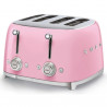 Τοστιέρα SMEG 50's Style TSF03PKEU, 2000 W, 4 φέτες, 6 επίπεδα, Δίσκος για ψίχουλα, Ενσωματωμένο καλώδιο, Ανοξείδωτο ατσάλι, Ροζ