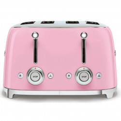 Τοστιέρα SMEG 50's Style TSF03PKEU, 2000 W, 4 φέτες, 6 επίπεδα, Δίσκος για ψίχουλα, Ενσωματωμένο καλώδιο, Ανοξείδωτο ατσάλι, Ροζ