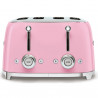 Τοστιέρα SMEG 50's Style TSF03PKEU, 2000 W, 4 φέτες, 6 επίπεδα, Δίσκος για ψίχουλα, Ενσωματωμένο καλώδιο, Ανοξείδωτο ατσάλι, Ροζ