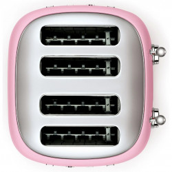 Τοστιέρα SMEG 50's Style TSF03PKEU, 2000 W, 4 φέτες, 6 επίπεδα, Δίσκος για ψίχουλα, Ενσωματωμένο καλώδιο, Ανοξείδωτο ατσάλι, Ροζ