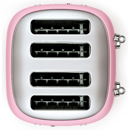 Τοστιέρα SMEG 50's Style TSF03PKEU, 2000 W, 4 φέτες, 6 επίπεδα, Δίσκος για ψίχουλα, Ενσωματωμένο καλώδιο, Ανοξείδωτο ατσάλι, Ροζ