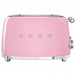 Τοστιέρα SMEG 50's Style TSF03PKEU, 2000 W, 4 φέτες, 6 επίπεδα, Δίσκος για ψίχουλα, Ενσωματωμένο καλώδιο, Ανοξείδωτο ατσάλι, Ροζ