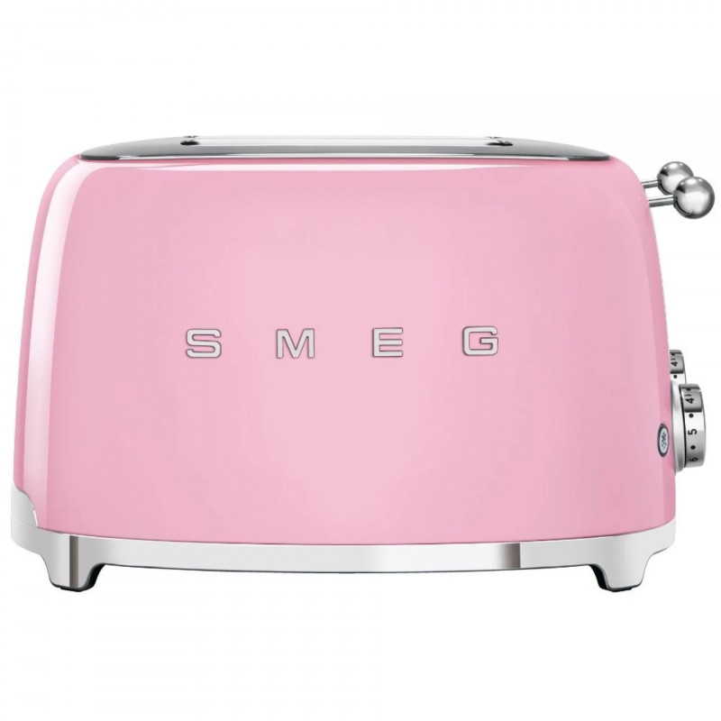 Τοστιέρα SMEG 50's Style TSF03PKEU, 2000 W, 4 φέτες, 6 επίπεδα, Δίσκος για ψίχουλα, Ενσωματωμένο καλώδιο, Ανοξείδωτο ατσάλι, Ροζ