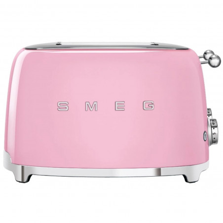 Τοστιέρα SMEG 50's Style TSF03PKEU, 2000 W, 4 φέτες, 6 επίπεδα, Δίσκος για ψίχουλα, Ενσωματωμένο καλώδιο, Ανοξείδωτο ατσάλι, Ροζ