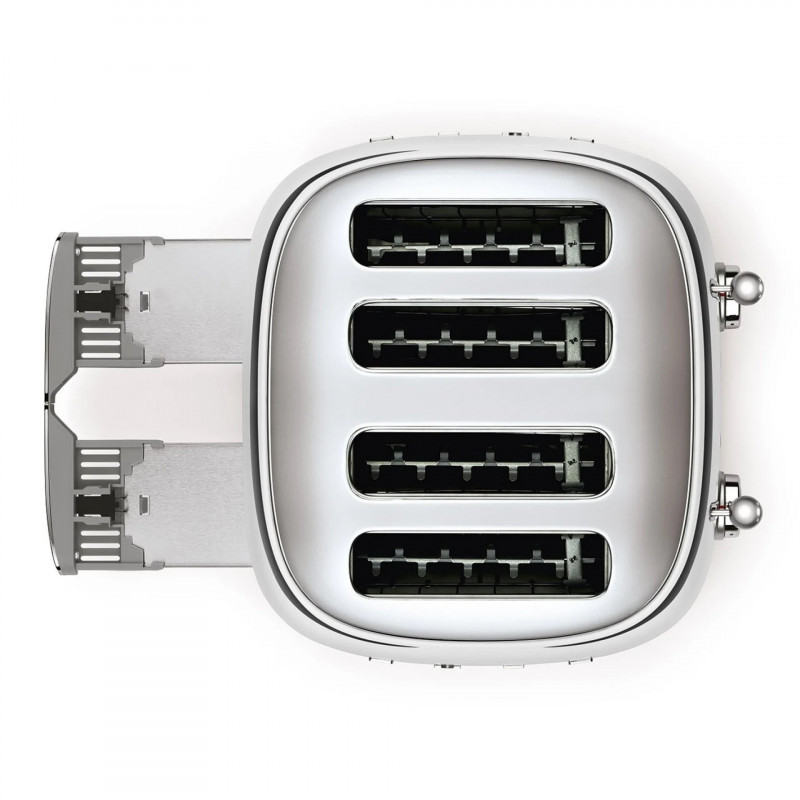 Τοστιέρα SMEG 50's Style TSF03SSEU, 2000 W, 4 φέτες, 6 επίπεδα, Δίσκος για ψίχουλα, Ενσωματωμένο καλώδιο, Ανοξείδωτο ατσάλι, Ασημί