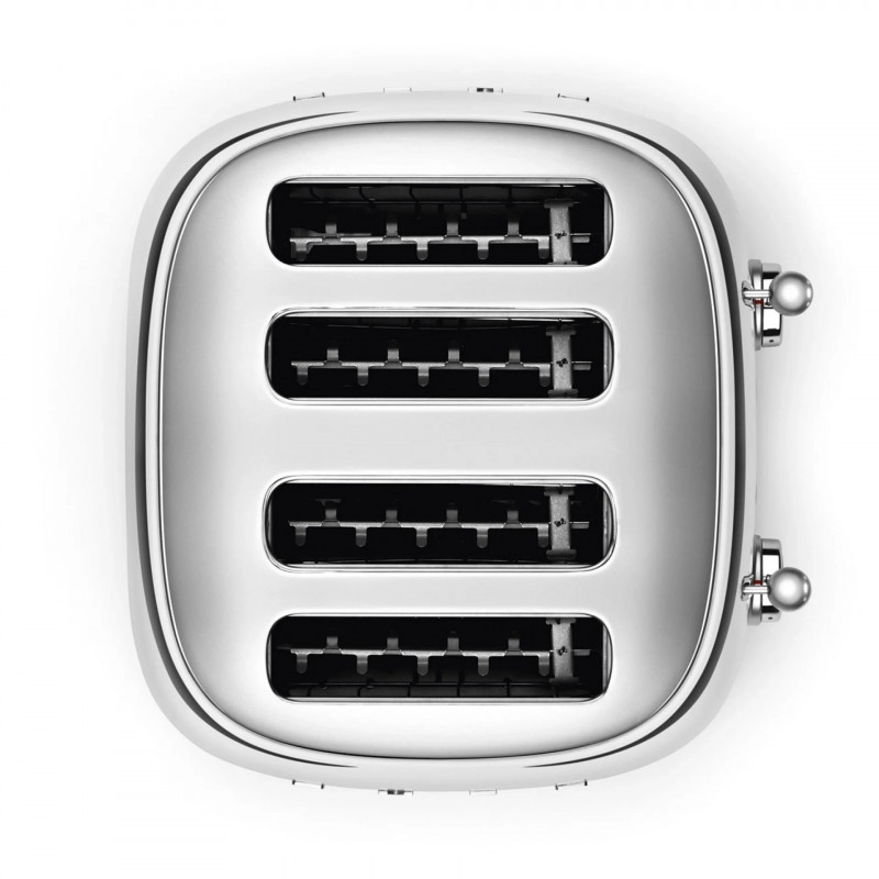 Τοστιέρα SMEG 50's Style TSF03SSEU, 2000 W, 4 φέτες, 6 επίπεδα, Δίσκος για ψίχουλα, Ενσωματωμένο καλώδιο, Ανοξείδωτο ατσάλι, Ασημί