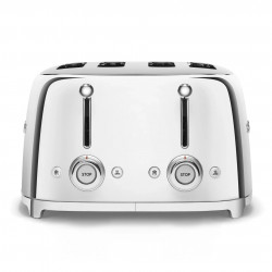 Τοστιέρα SMEG 50's Style TSF03SSEU, 2000 W, 4 φέτες, 6 επίπεδα, Δίσκος για ψίχουλα, Ενσωματωμένο καλώδιο, Ανοξείδωτο ατσάλι, Ασημί