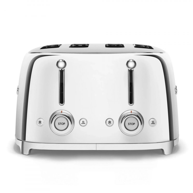 Τοστιέρα SMEG 50's Style TSF03SSEU, 2000 W, 4 φέτες, 6 επίπεδα, Δίσκος για ψίχουλα, Ενσωματωμένο καλώδιο, Ανοξείδωτο ατσάλι, Ασημί