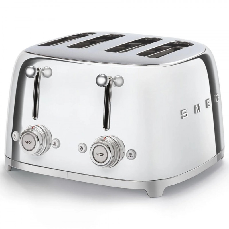 Τοστιέρα SMEG 50's Style TSF03SSEU, 2000 W, 4 φέτες, 6 επίπεδα, Δίσκος για ψίχουλα, Ενσωματωμένο καλώδιο, Ανοξείδωτο ατσάλι, Ασημί